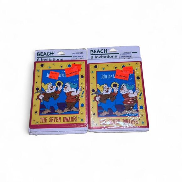 Vtg 7 Dwarfs Of Snow White 16 Birthday Party Invitations - Picture 1 of 3